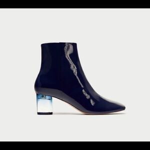 Zara Crystal In Faux Patent Leather Boots/Booties